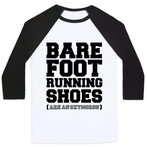 Virgin Teez  Baseball Tee Unisex Classic Baseball Tee / x-small / White/Black BAREFOOT RUNNING UNISEX CLASSIC BASEBALL TEE