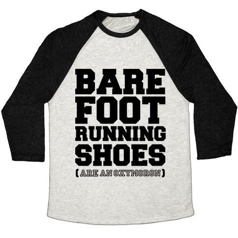 Virgin Teez  Baseball Tee Unisex Tri-Blend Baseball Tee / small / Oatmeal / Black BAREFOOT RUNNING UNISEX TRI-BLEND BASEBALL TEE