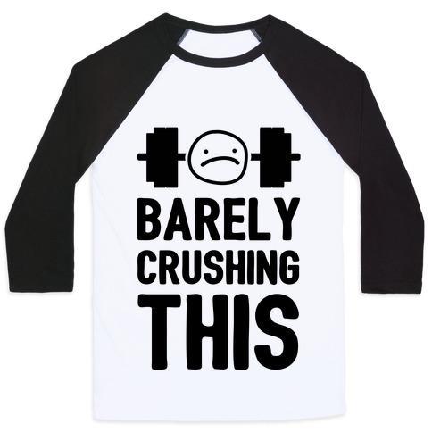 Virgin Teez  Baseball Tee Unisex Classic Baseball Tee / x-small / White/Black BARELY CRUSHING THIS UNISEX CLASSIC BASEBALL TEE