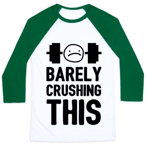 Virgin Teez  Baseball Tee Unisex Classic Baseball Tee / x-small / White/Dark Green BARELY CRUSHING THIS UNISEX CLASSIC BASEBALL TEE