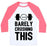 Virgin Teez  Baseball Tee Unisex Classic Baseball Tee / x-small / White/Neon Pink BARELY CRUSHING THIS UNISEX CLASSIC BASEBALL TEE