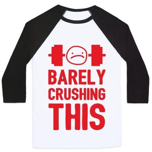 Virgin Teez  Baseball Tee Unisex Classic Baseball Tee / x-small / White/Black BARELY CRUSHING THIS UNISEX CLASSIC BASEBALL TEE