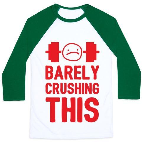 Virgin Teez  Baseball Tee Unisex Classic Baseball Tee / x-small / White/Dark Green BARELY CRUSHING THIS UNISEX CLASSIC BASEBALL TEE