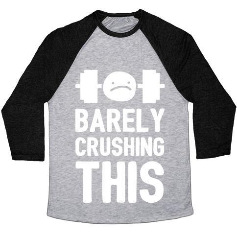 Virgin Teez  Baseball Tee Unisex Tri-Blend Baseball Tee / small / Athletic Gray / Black BARELY CRUSHING THIS UNISEX TRI-BLEND BASEBALL TEE