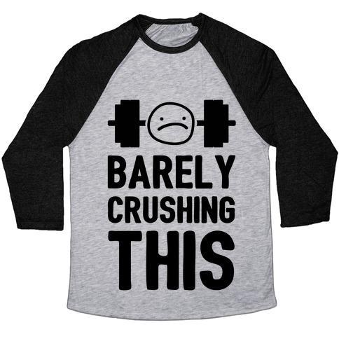 Virgin Teez  Baseball Tee Unisex Tri-Blend Baseball Tee / small / Athletic Gray / Black BARELY CRUSHING THIS UNISEX TRI-BLEND BASEBALL TEE