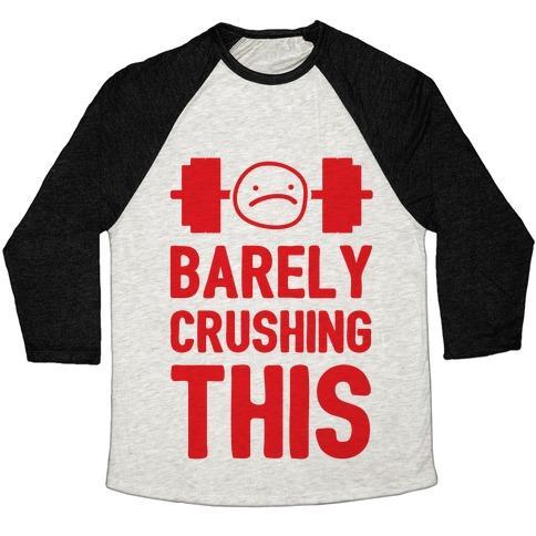 Virgin Teez  Baseball Tee Unisex Tri-Blend Baseball Tee / small / Oatmeal / Black BARELY CRUSHING THIS UNISEX TRI-BLEND BASEBALL TEE