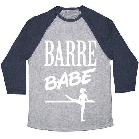 Virgin Teez  Baseball Tee Unisex Tri-Blend Baseball Tee / small / Athletic Gray / Navy BARRE BABE UNISEX TRI-BLEND BASEBALL TEE