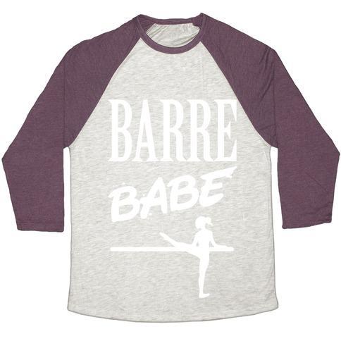 Virgin Teez  Baseball Tee Unisex Tri-Blend Baseball Tee / small / Oatmeal / Maroon BARRE BABE UNISEX TRI-BLEND BASEBALL TEE