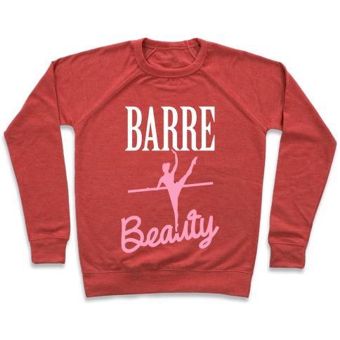 Virgin Teez  Pullover Crewneck Sweatshirt / x-small / Heathered Red BARRE BEAUTY CREWNECK SWEATSHIRT