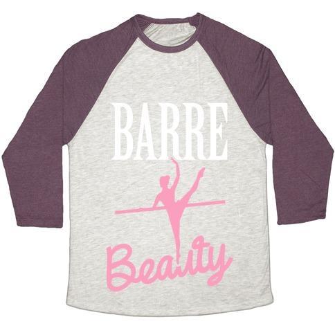 Virgin Teez  Baseball Tee Unisex Tri-Blend Baseball Tee / small / Oatmeal / Maroon BARRE BEAUTY UNISEX TRI-BLEND BASEBALL TEE