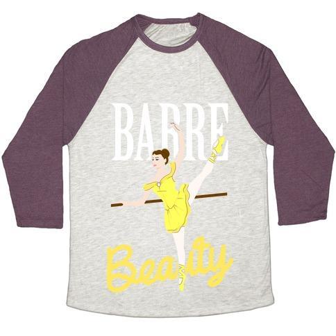 Virgin Teez  Baseball Tee Unisex Tri-Blend Baseball Tee / small / Oatmeal / Maroon BARRE BEAUTY UNISEX TRI-BLEND BASEBALL TEE