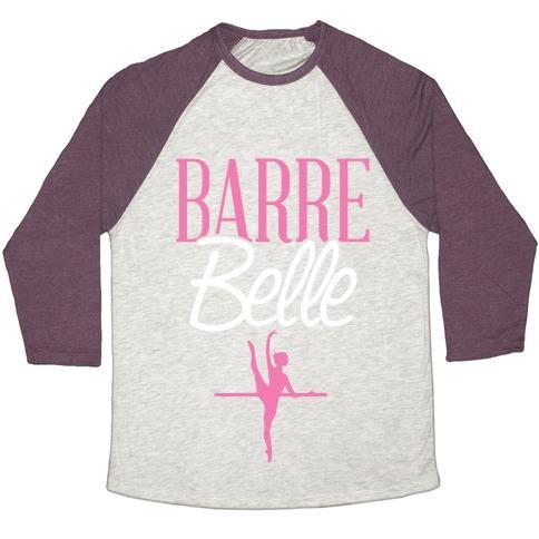 Virgin Teez  Baseball Tee Unisex Tri-Blend Baseball Tee / small / Oatmeal / Maroon BARRE BELLE UNISEX TRI-BLEND BASEBALL TEE