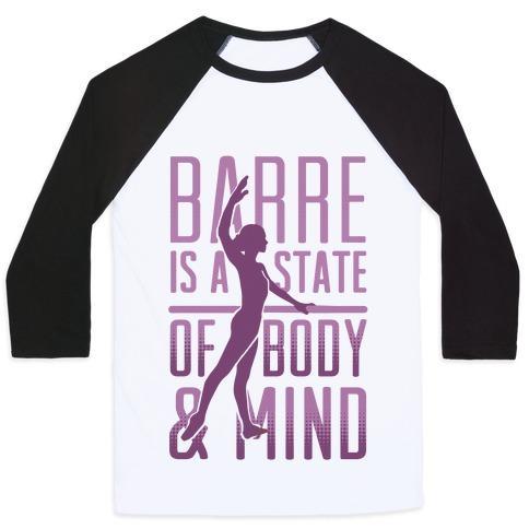 Virgin Teez  Baseball Tee Unisex Classic Baseball Tee / x-small / White/Black BARRE IS A STATE OF MIND AND BODY UNISEX CLASSIC BASEBALL TEE