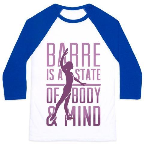 Virgin Teez  Baseball Tee Unisex Classic Baseball Tee / x-small / White/Blue BARRE IS A STATE OF MIND AND BODY UNISEX CLASSIC BASEBALL TEE