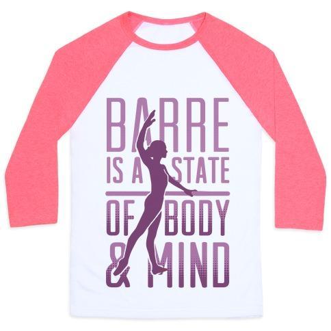 Virgin Teez  Baseball Tee Unisex Classic Baseball Tee / x-small / White/Neon Pink BARRE IS A STATE OF MIND AND BODY UNISEX CLASSIC BASEBALL TEE