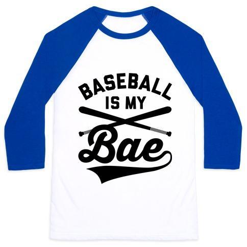 Virgin Teez  Baseball Tee Unisex Classic Baseball Tee / x-small / White/Blue BASEBALL IS MY BAE UNISEX CLASSIC BASEBALL TEE