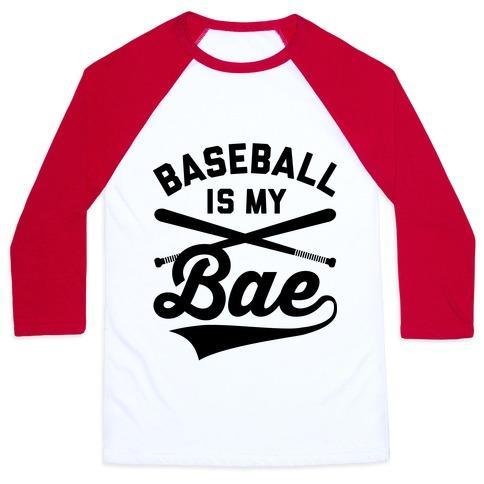 Virgin Teez  Baseball Tee Unisex Classic Baseball Tee / x-small / White/Red BASEBALL IS MY BAE UNISEX CLASSIC BASEBALL TEE