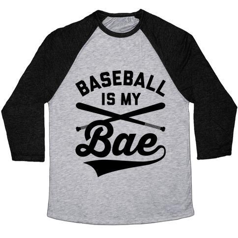 Virgin Teez  Baseball Tee Unisex Tri-Blend Baseball Tee / small / Athletic Gray / Black BASEBALL IS MY BAE UNISEX TRI-BLEND BASEBALL TEE