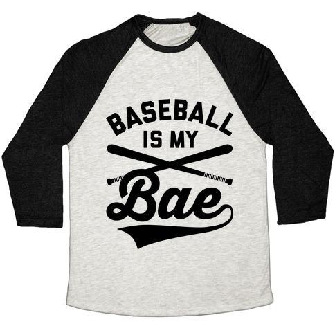 Virgin Teez  Baseball Tee Unisex Tri-Blend Baseball Tee / small / Oatmeal / Black BASEBALL IS MY BAE UNISEX TRI-BLEND BASEBALL TEE