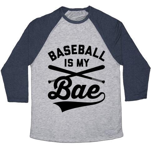 Virgin Teez  Baseball Tee Unisex Tri-Blend Baseball Tee / small / Athletic Gray / Navy BASEBALL IS MY BAE UNISEX TRI-BLEND BASEBALL TEE