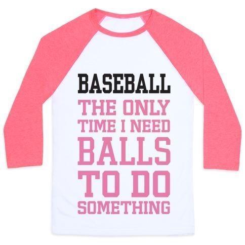 Virgin Teez  Baseball Tee Unisex Classic Baseball Tee / x-small / White/Neon Pink BASEBALL THE ONLY TIME I NEED BALLS TO DO SOMETHING UNISEX CLASSIC BASEBALL TEE