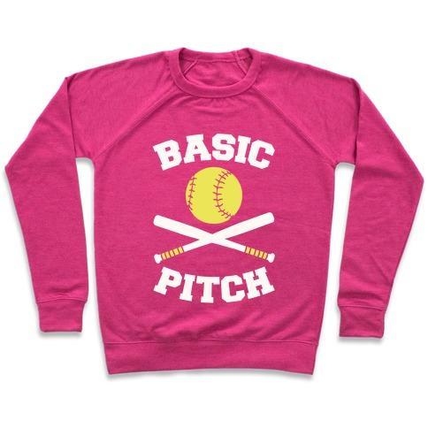 Virgin Teez  Pullover Crewneck Sweatshirt / x-small / Deep Pink BASIC PITCH CREWNECK SWEATSHIRT
