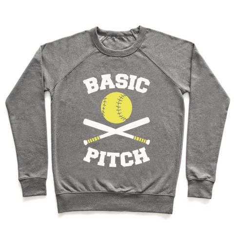 Virgin Teez  Pullover Crewneck Sweatshirt / x-small / Heathered Gray BASIC PITCH CREWNECK SWEATSHIRT