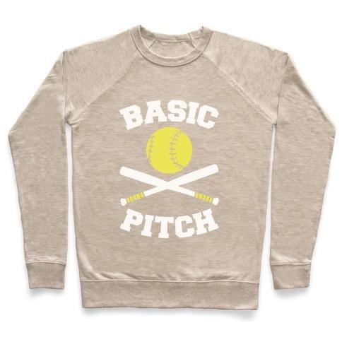 Virgin Teez  Pullover Crewneck Sweatshirt / x-small / Heathered Oatmeal BASIC PITCH CREWNECK SWEATSHIRT