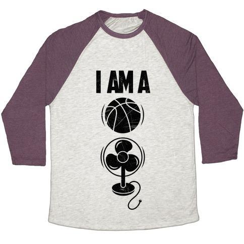 Virgin Teez  Baseball Tee Unisex Tri-Blend Baseball Tee / small / Oatmeal / Maroon BASKETBALL FAN UNISEX TRI-BLEND BASEBALL TEE