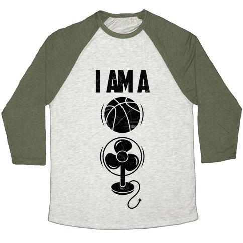 Virgin Teez  Baseball Tee Unisex Tri-Blend Baseball Tee / small / Oatmeal / Moss BASKETBALL FAN UNISEX TRI-BLEND BASEBALL TEE