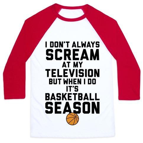 Virgin Teez  Baseball Tee Unisex Classic Baseball Tee / x-small / White/Red BASKETBALL SEASON UNISEX CLASSIC BASEBALL TEE