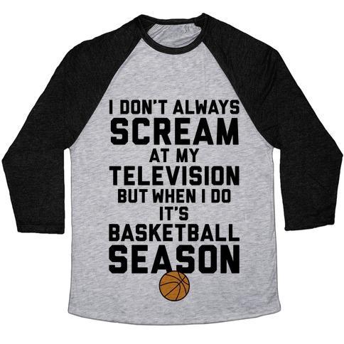 Virgin Teez  Baseball Tee Unisex Tri-Blend Baseball Tee / small / Athletic Gray / Black BASKETBALL SEASON UNISEX TRI-BLEND BASEBALL TEE