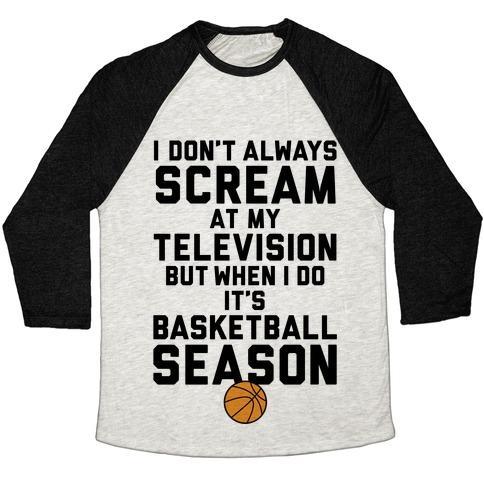 Virgin Teez  Baseball Tee Unisex Tri-Blend Baseball Tee / small / Oatmeal / Black BASKETBALL SEASON UNISEX TRI-BLEND BASEBALL TEE