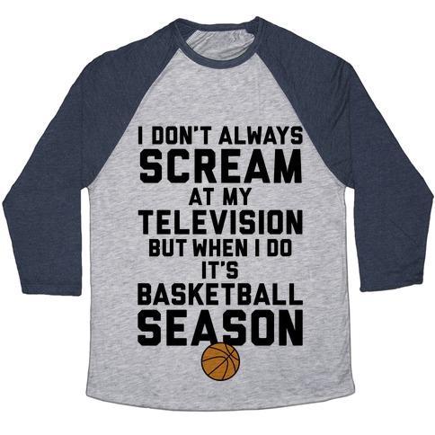 Virgin Teez  Baseball Tee Unisex Tri-Blend Baseball Tee / small / Athletic Gray / Navy BASKETBALL SEASON UNISEX TRI-BLEND BASEBALL TEE