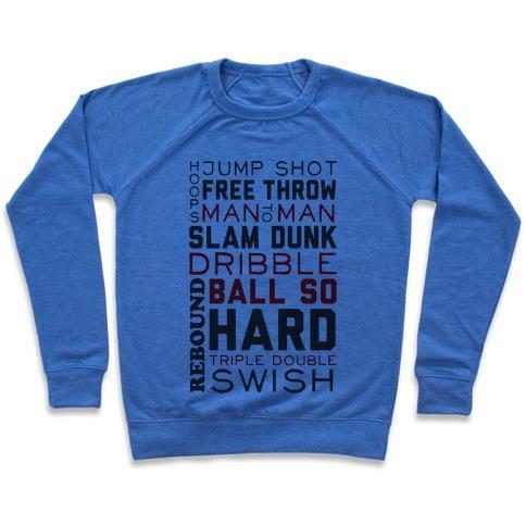 Virgin Teez  Pullover Crewneck Sweatshirt / x-small / Heathered Blue BASKETBALL TYPOGRAPHIC (RED AND BLACK) CREWNECK SWEATSHIRT