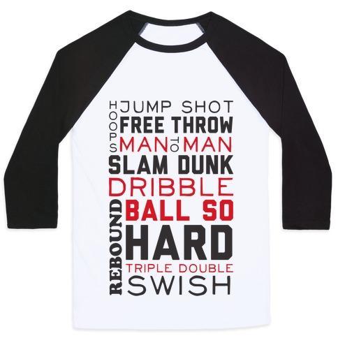 Virgin Teez  Baseball Tee Unisex Classic Baseball Tee / x-small / White/Black BASKETBALL TYPOGRAPHIC (RED AND BLACK) UNISEX CLASSIC BASEBALL TEE