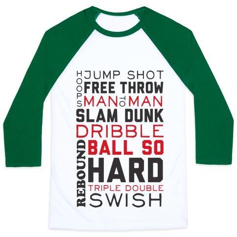 Virgin Teez  Baseball Tee Unisex Classic Baseball Tee / x-small / White/Dark Green BASKETBALL TYPOGRAPHIC (RED AND BLACK) UNISEX CLASSIC BASEBALL TEE