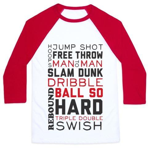 Virgin Teez  Baseball Tee Unisex Classic Baseball Tee / x-small / White/Red BASKETBALL TYPOGRAPHIC (RED AND BLACK) UNISEX CLASSIC BASEBALL TEE