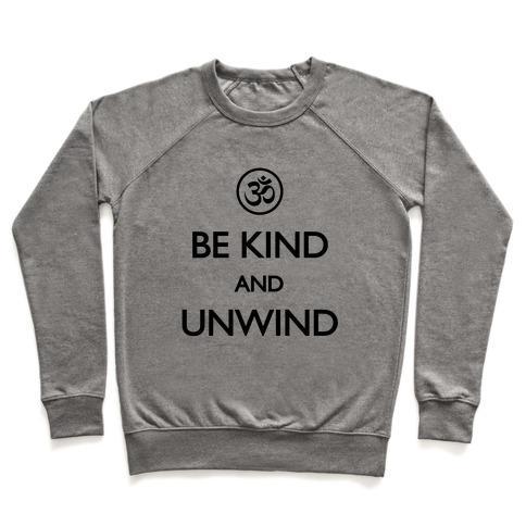 Virgin Teez  Pullover Crewneck Sweatshirt / x-small / Heathered Gray BE KIND AND UNWIND (TANK) CREWNECK SWEATSHIRT