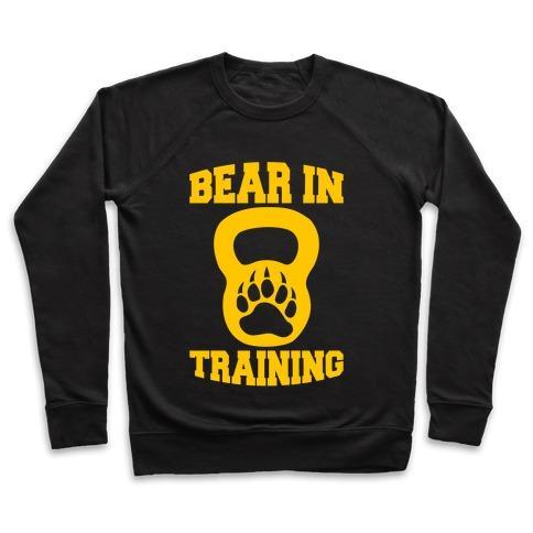 Virgin Teez  Pullover Crewneck Sweatshirt / x-small / Black BEAR IN TRAINING CREWNECK SWEATSHIRT