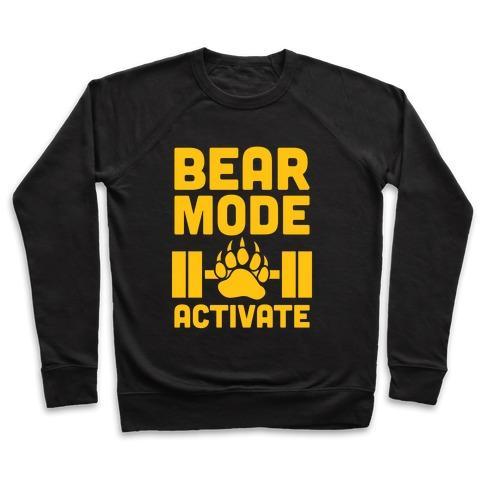 Virgin Teez  Pullover Crewneck Sweatshirt / x-small / Black BEAR MODE ACTIVATE CREWNECK SWEATSHIRT