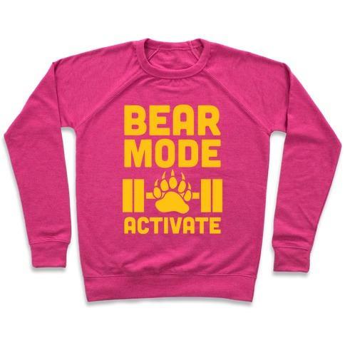Virgin Teez  Pullover Crewneck Sweatshirt / x-small / Deep Pink BEAR MODE ACTIVATE CREWNECK SWEATSHIRT