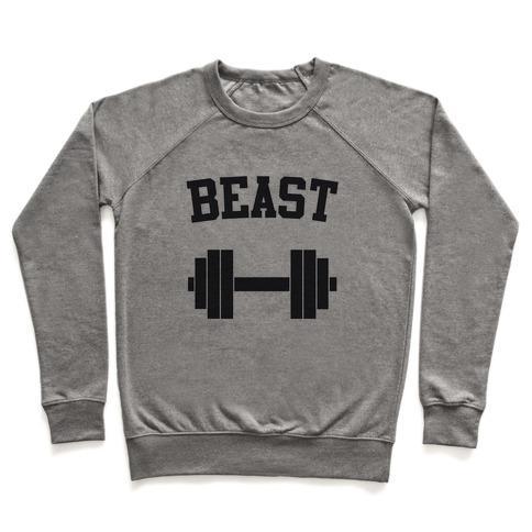 Virgin Teez  Pullover Crewneck Sweatshirt / x-small / Heathered Gray BEAST CREWNECK SWEATSHIRT