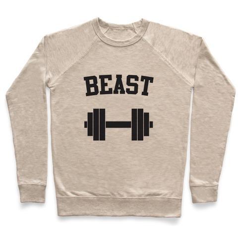 Virgin Teez  Pullover Crewneck Sweatshirt / x-small / Heathered Oatmeal BEAST CREWNECK SWEATSHIRT
