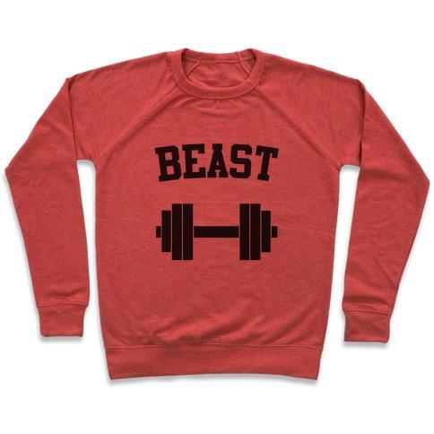 Virgin Teez  Pullover Crewneck Sweatshirt / x-small / Heathered Red BEAST CREWNECK SWEATSHIRT