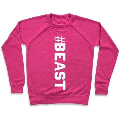 Virgin Teez  Pullover Crewneck Sweatshirt / x-small / Deep Pink BEAST CREWNECK SWEATSHIRT