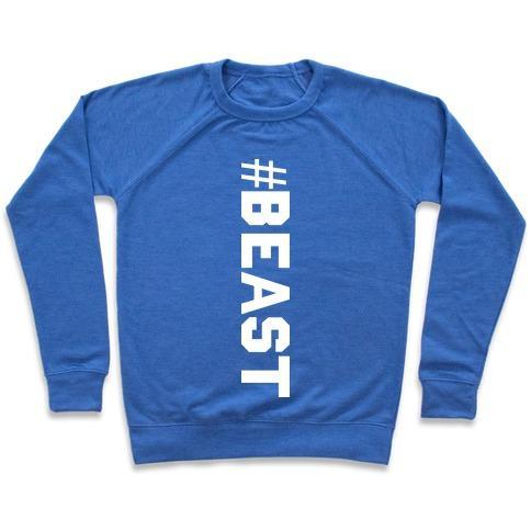 Virgin Teez  Pullover Crewneck Sweatshirt / x-small / Heathered Blue BEAST CREWNECK SWEATSHIRT
