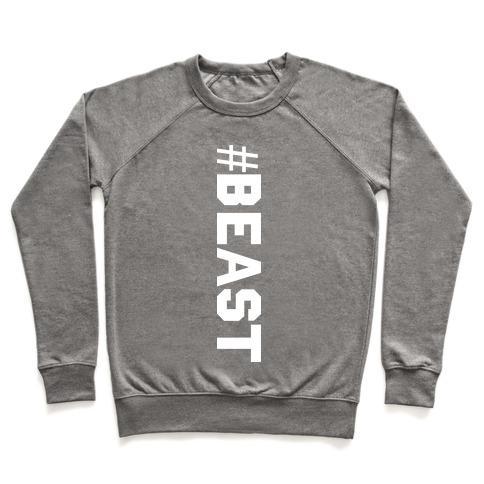 Virgin Teez  Pullover Crewneck Sweatshirt / x-small / Heathered Gray BEAST CREWNECK SWEATSHIRT