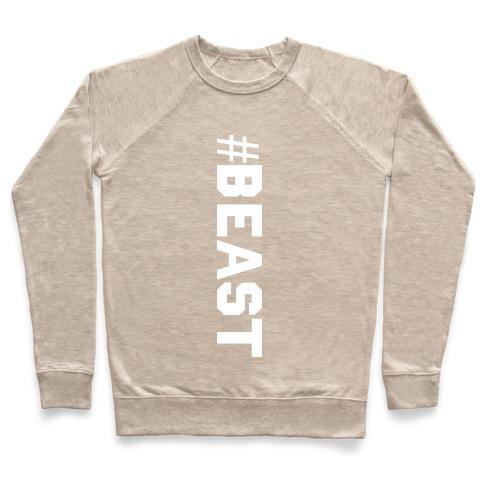 Virgin Teez  Pullover Crewneck Sweatshirt / x-small / Heathered Oatmeal BEAST CREWNECK SWEATSHIRT
