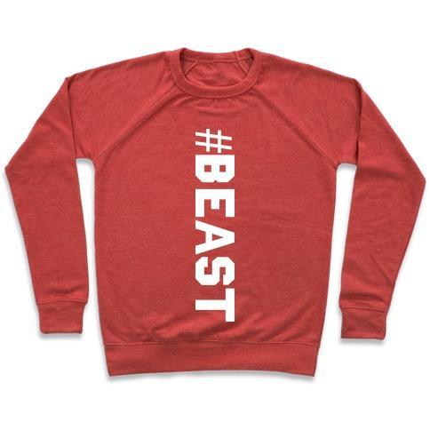 Virgin Teez  Pullover Crewneck Sweatshirt / x-small / Heathered Red BEAST CREWNECK SWEATSHIRT